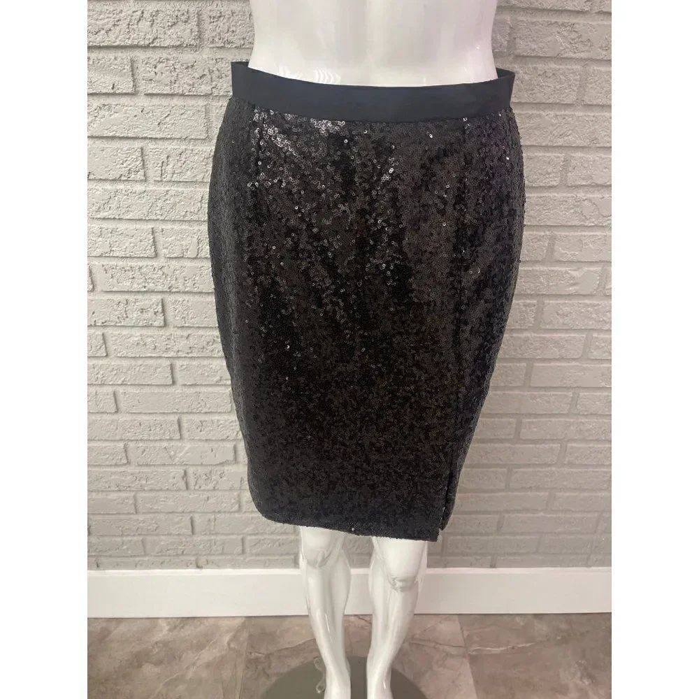 Black Sequin Side Slit Skirt Size S